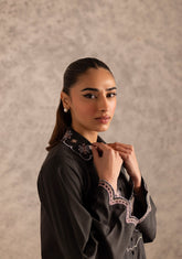 Charcoal Cutwork Top W/ Culottes